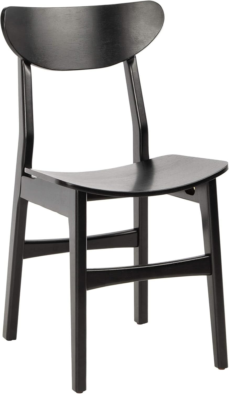 Retro Black Wood Dining Chair Set Of 2 For Home Dining