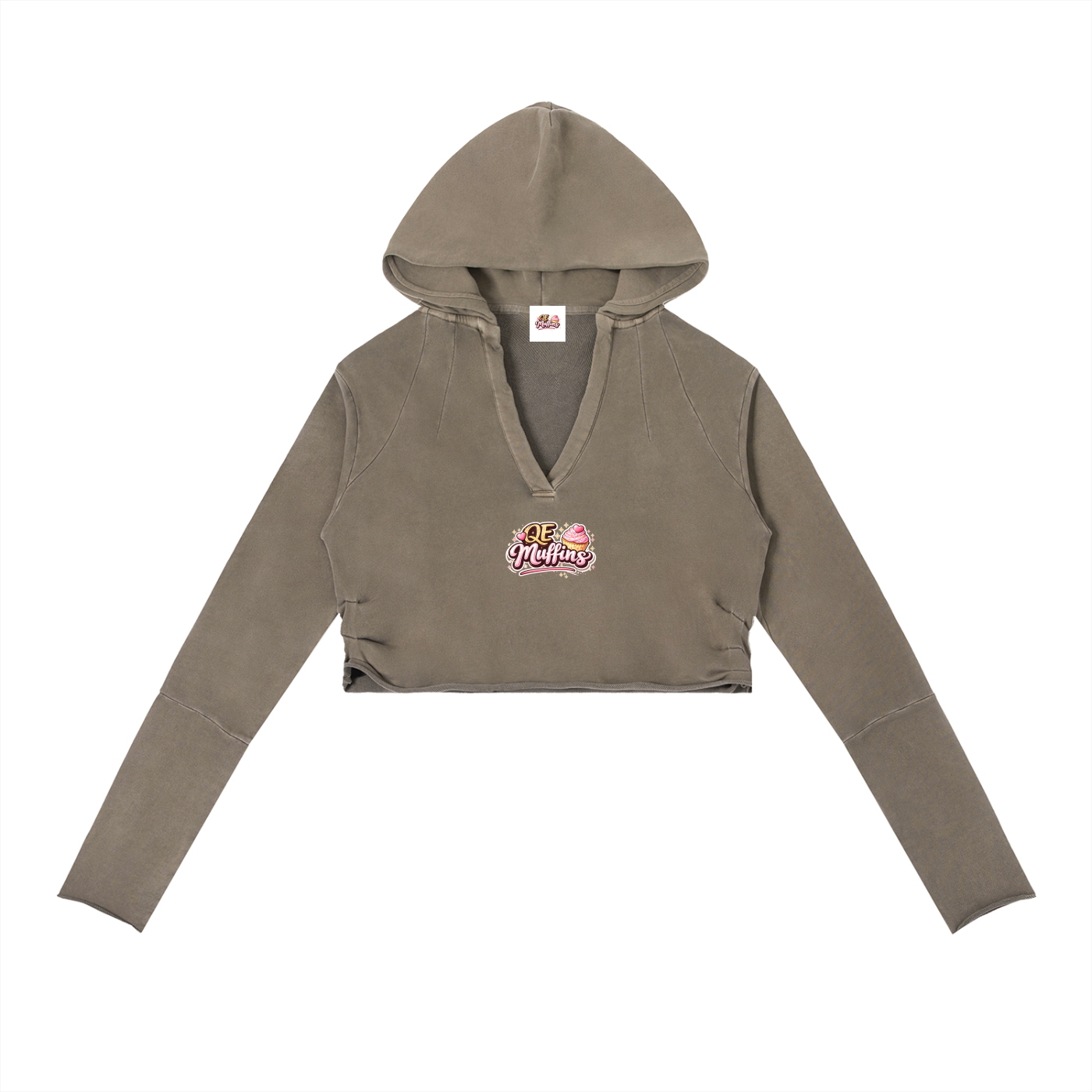 QE Muffins Vintage Washed Raw Edge Hoodie