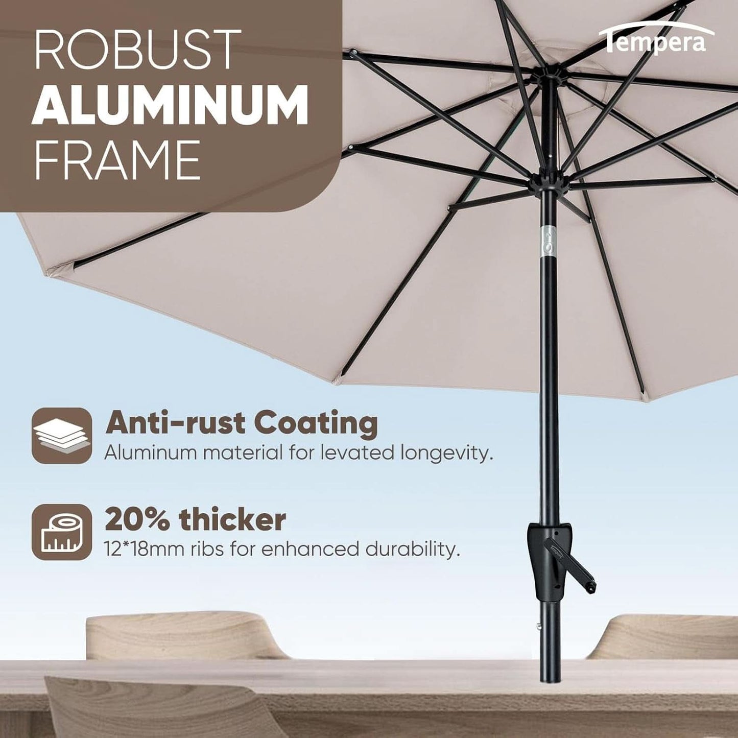 Large Patio Market Outdoor Umbrella With Push Button Tilt