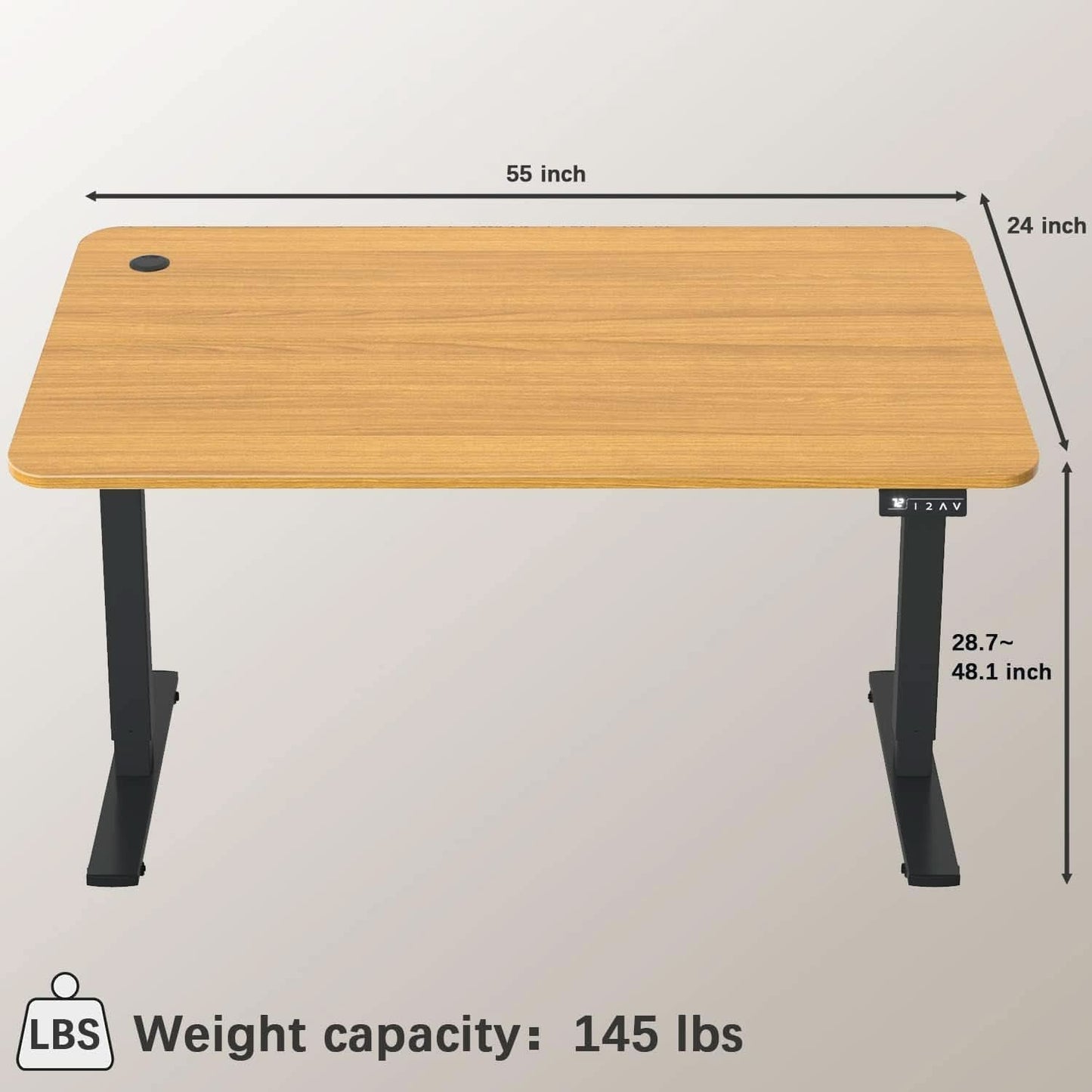 Electric Height Adjustable Standing Desk 55x24 Memory Preset