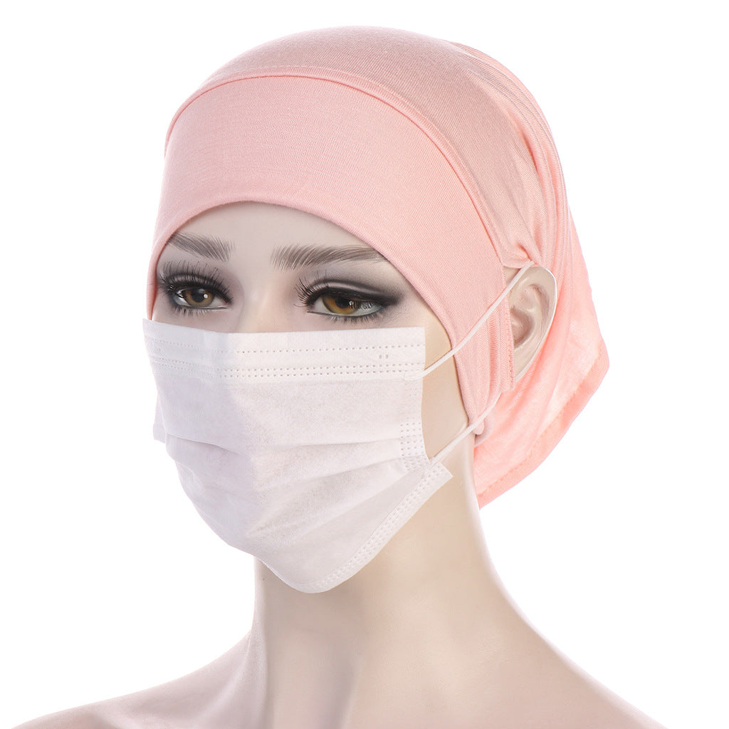 NEW Soft Cotton Hijab Breathable Turban Tie Under Scarf Elegant Ear Hole Stretch Inner Hijabs Lightweight Turban Round Front Under Hijab Caps Female Turban Bonnet