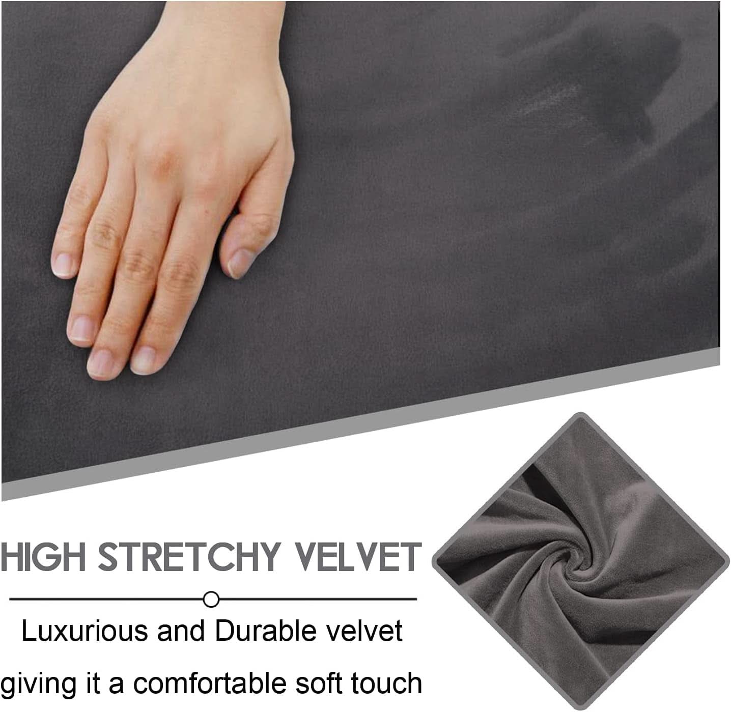 Dark Grey Velvet 8 Piece Reclining Loveseat Slipcover