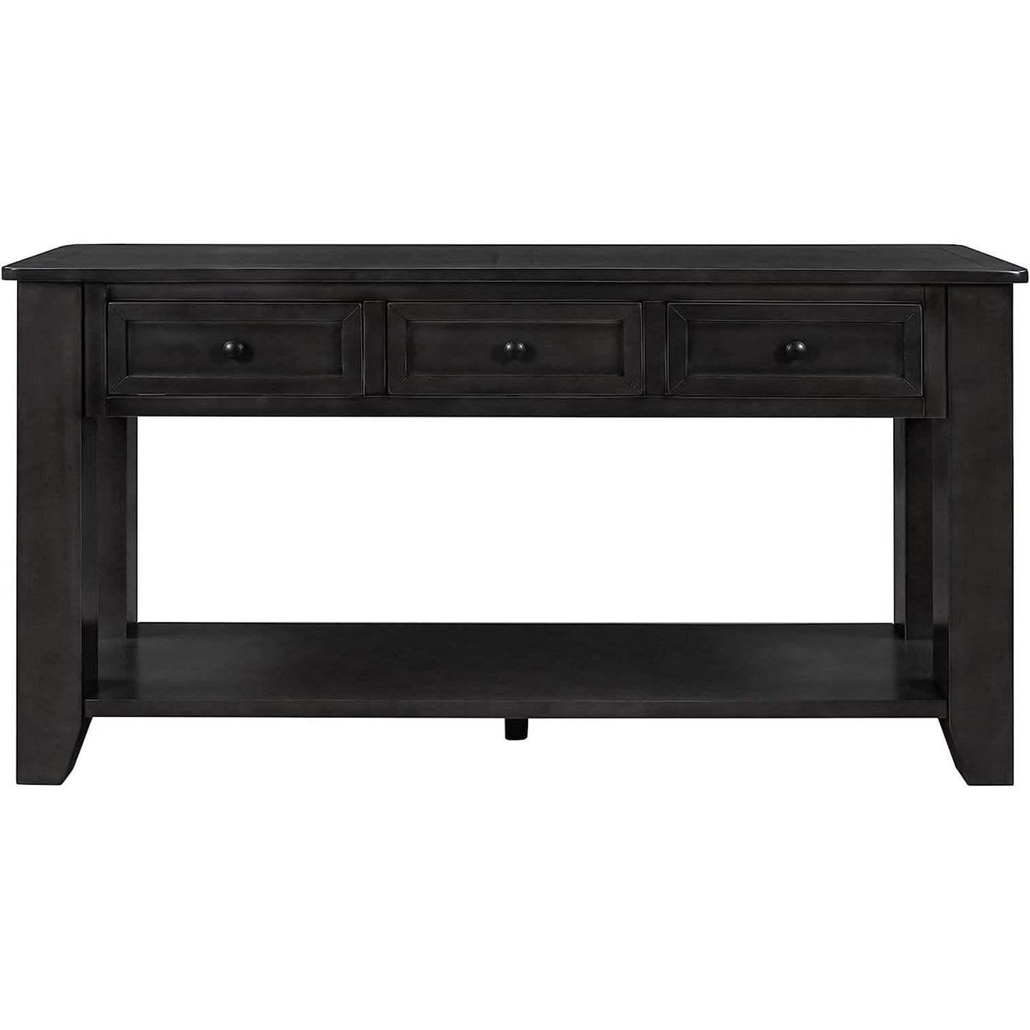Black Console Table 55In Wide With 3 Drawers And Shelf