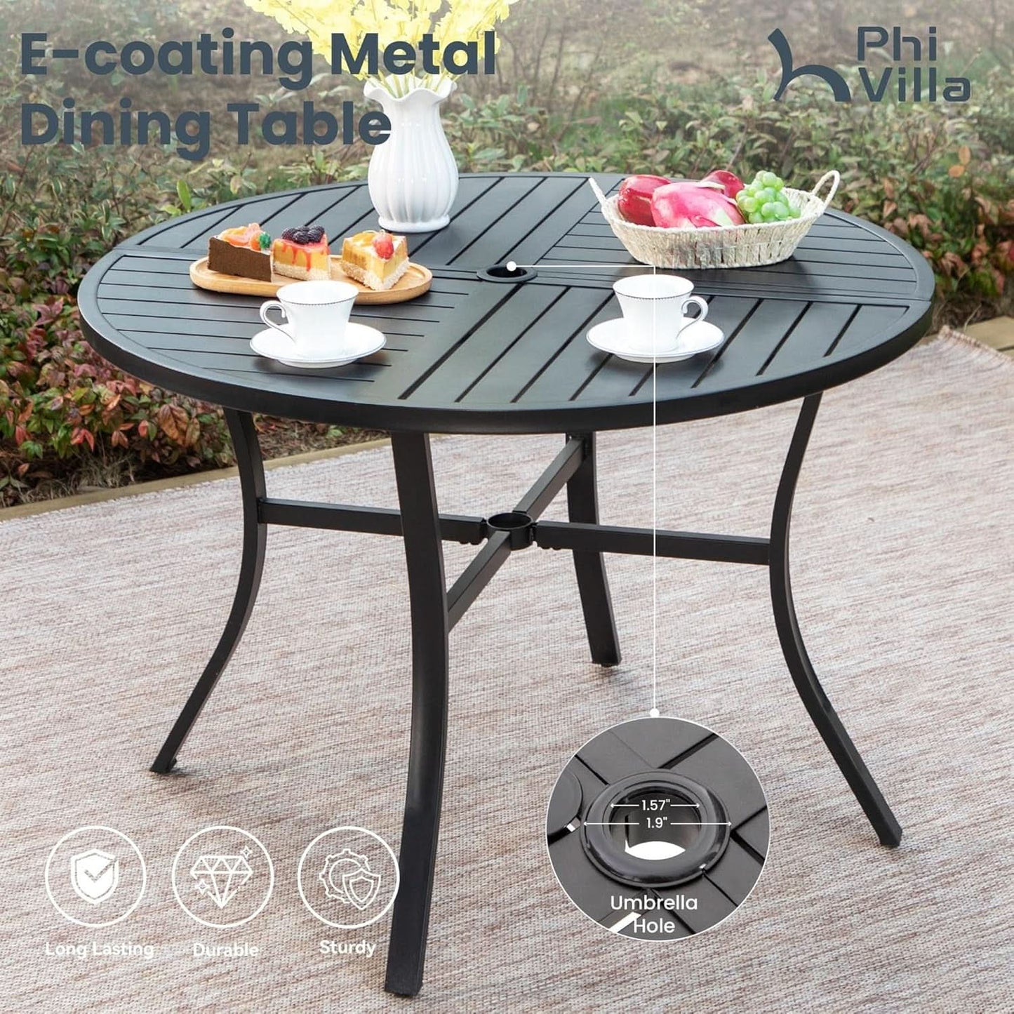 Outdoor Patio Dining Set With Swivel Chairs Gray Textilene