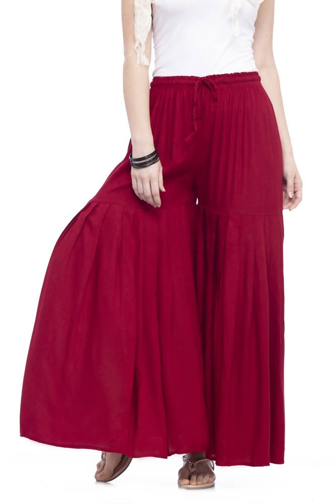 Mominos Fashion Reyon Cotton Maroon Palazzo