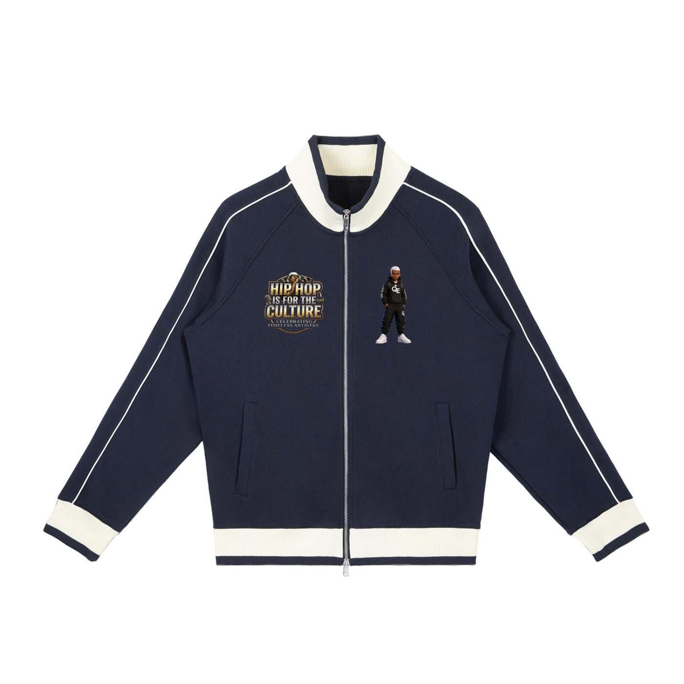QE Patches Color Block Raglan Sleeve Zip Track Jacket