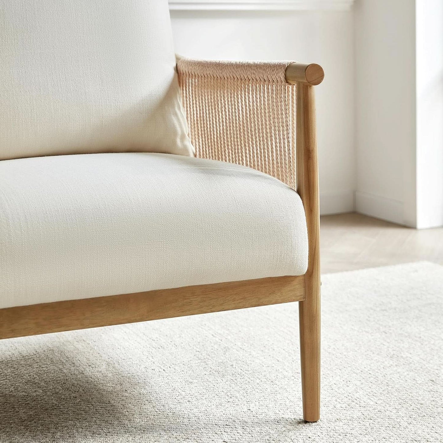 Cream Braided Accent Chairs Set Of 2 For Living Room