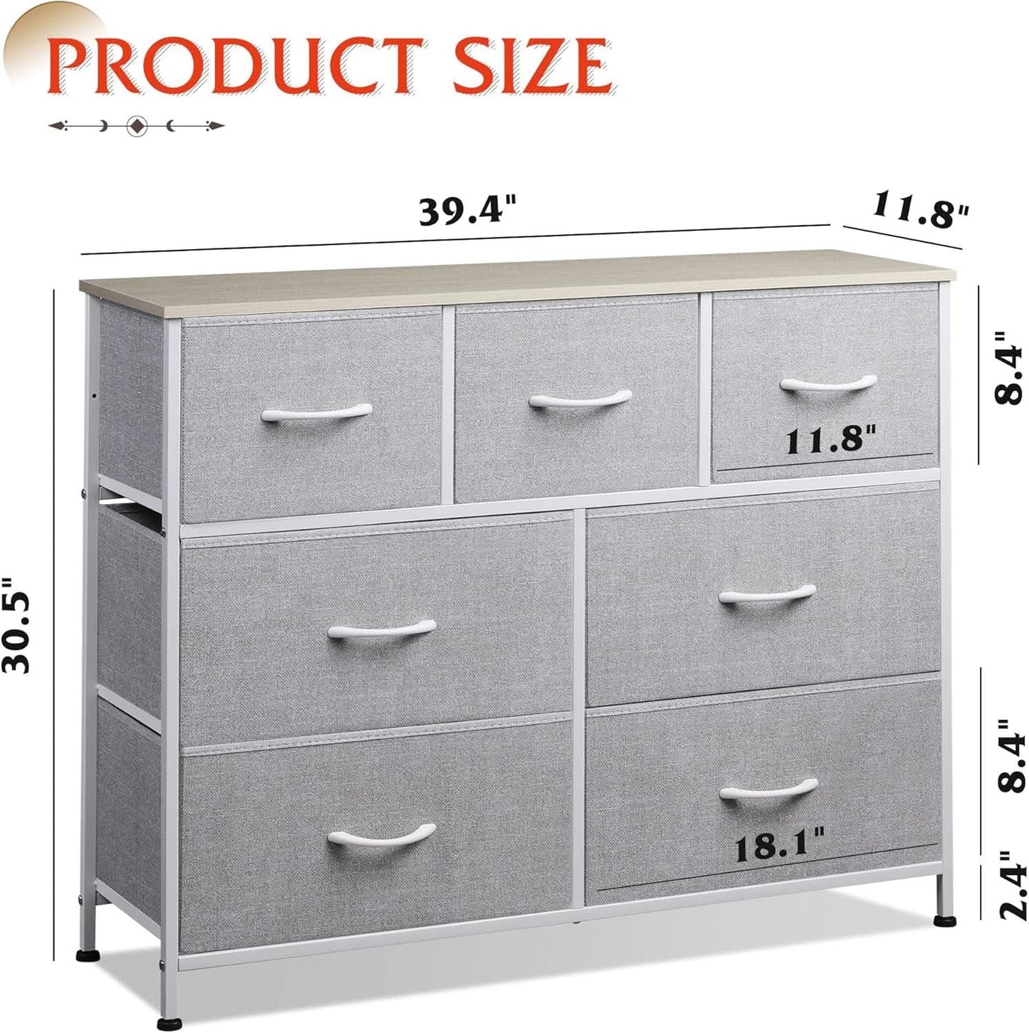 Light Grey Dresser TV Stand 45 Inch TV With Fabric Drawers