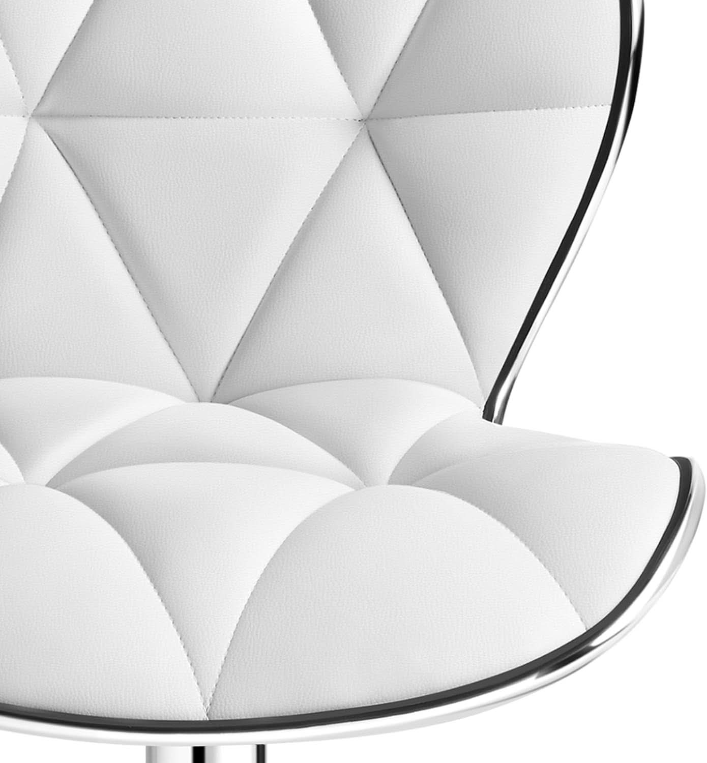 Bar Stools Set Of 2 White PU Leather Adjustable Swivel