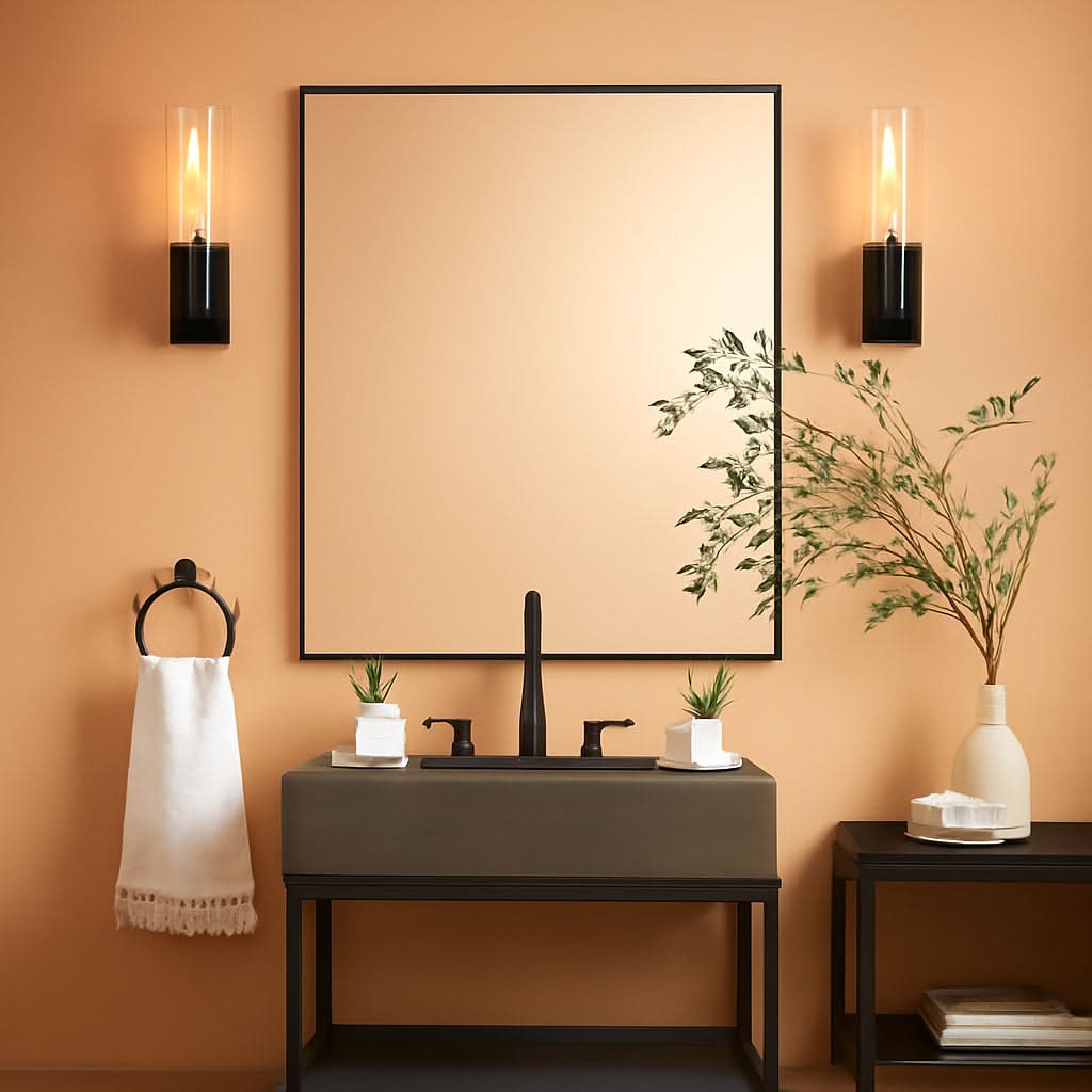 24X32 Inch Black Aluminum Frame Wall Mirror For Bathroom Vanity Horizontal Or Vertical Mount