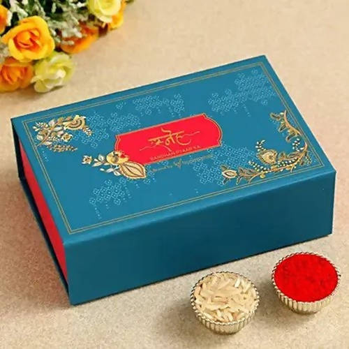 Folk Style Lumba Rakhi Set & Kaju Rolls Box