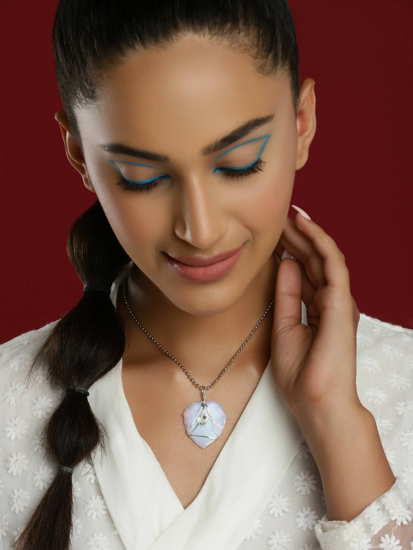Women's Silver-Toned Blue Silver-Plated Handcrafted Chain - Ruby Raang