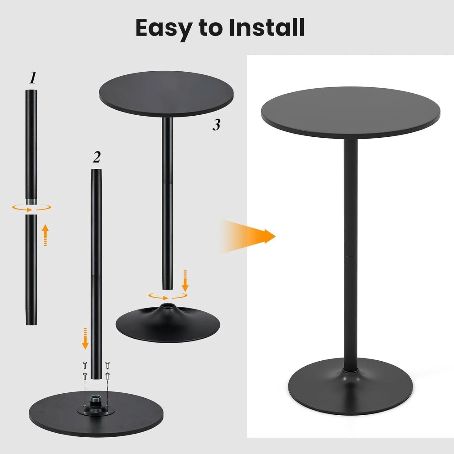 Bar Table Convertible Height Twenty Four Inch RoundTop Surface