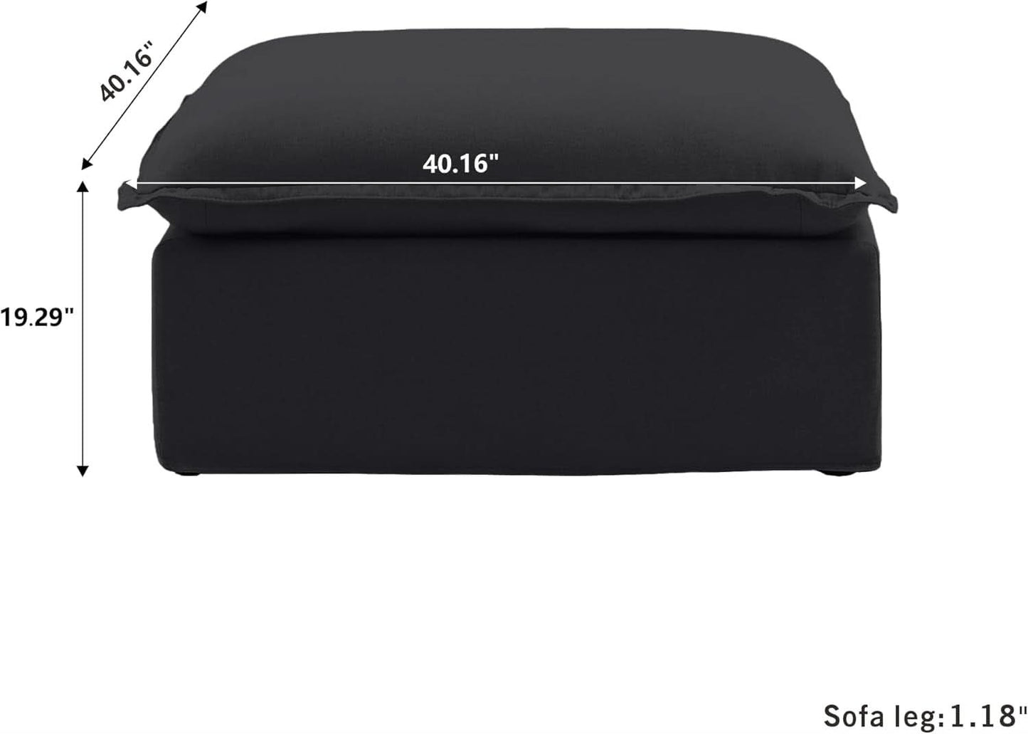 Black Storage Ottoman With Removable Cushion Covers