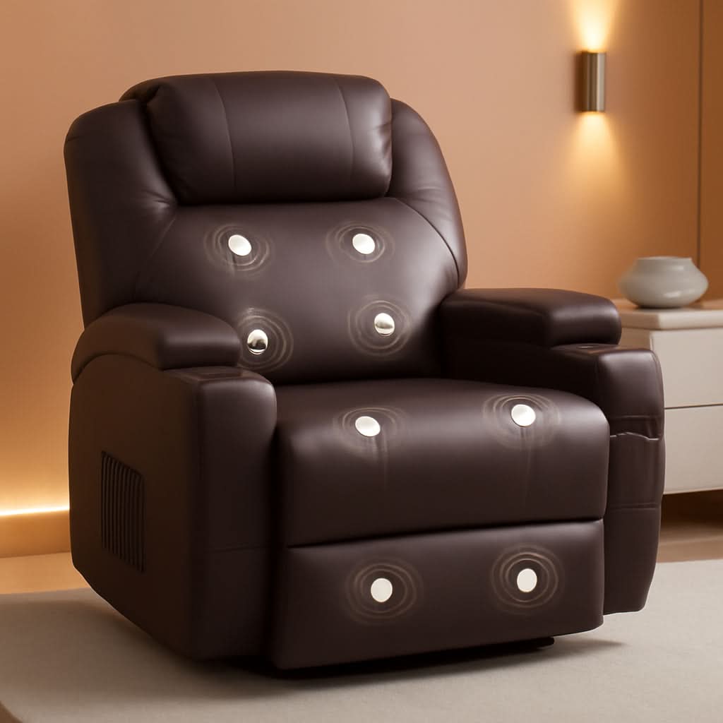 Dark Brown 360 Degree Swivel Recliner Chair With Massage
