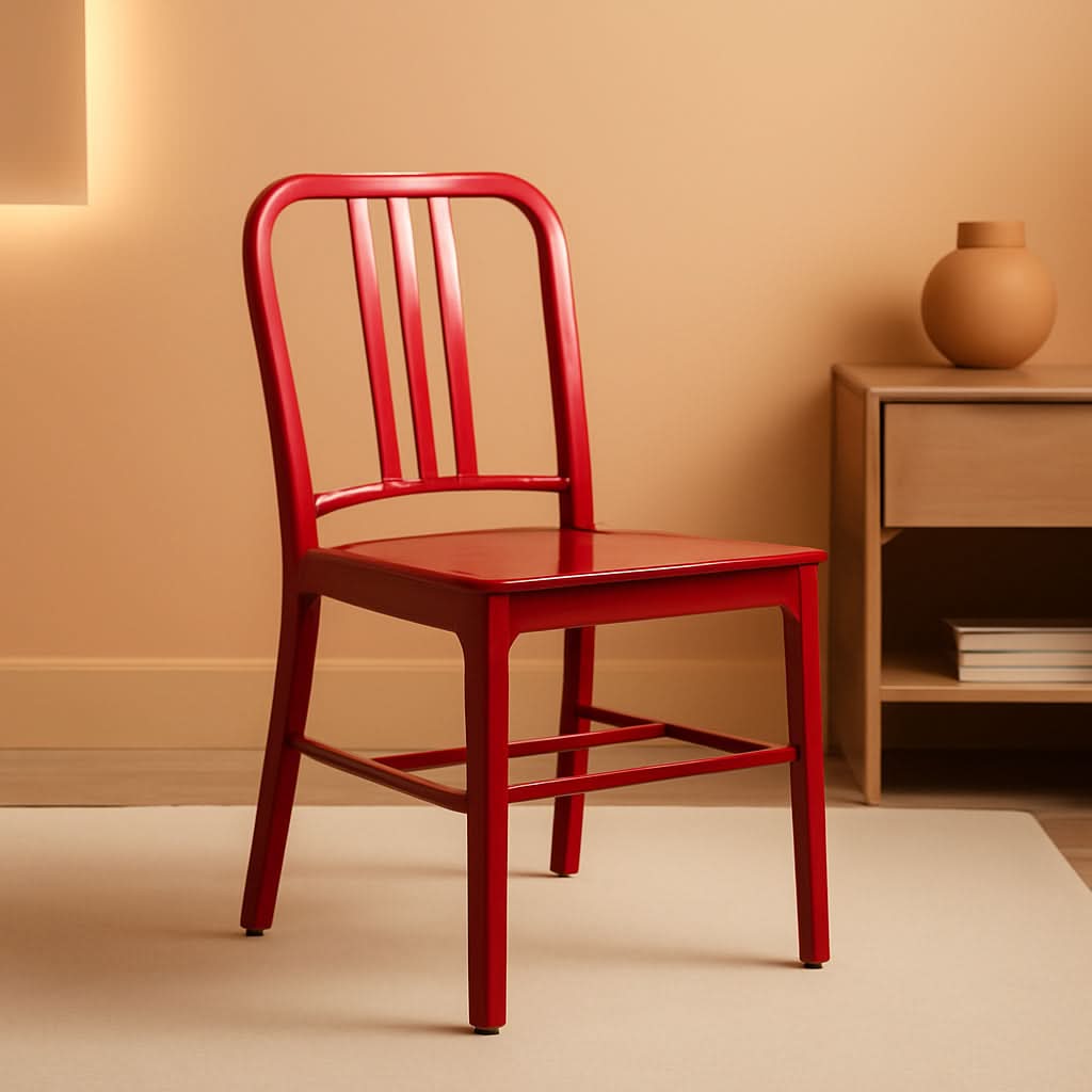 Commercial Grade Red Metal Indoor Outdoor Chair For Dining