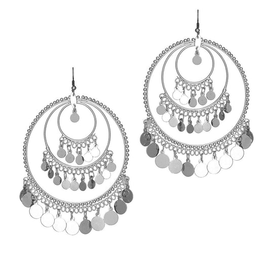 Silver-Plated Alloy Round Silver Earrings - The Pari