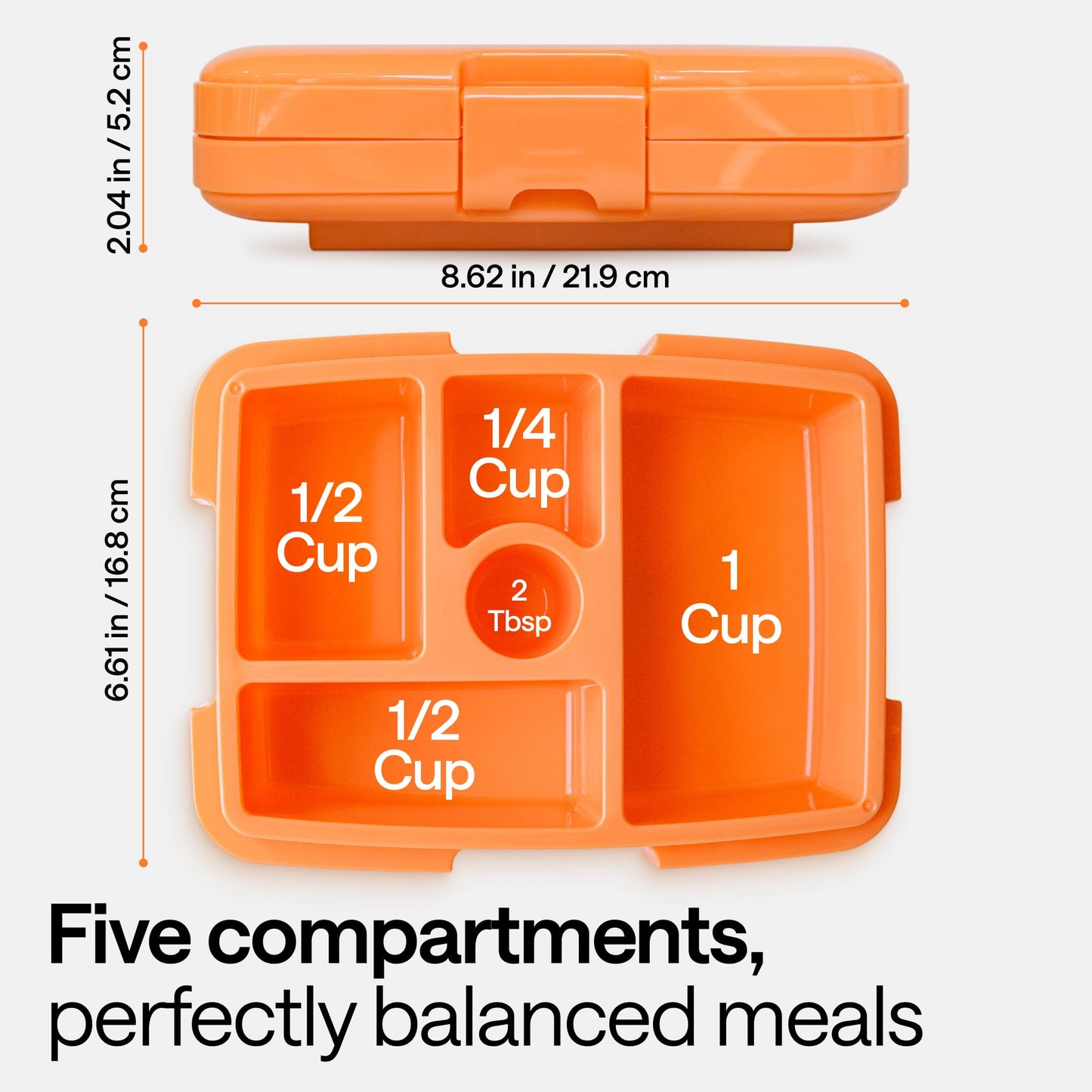 WONDER FAMILY Bento Box 5 Leakproof Containers Insulated Lunch Box Orange