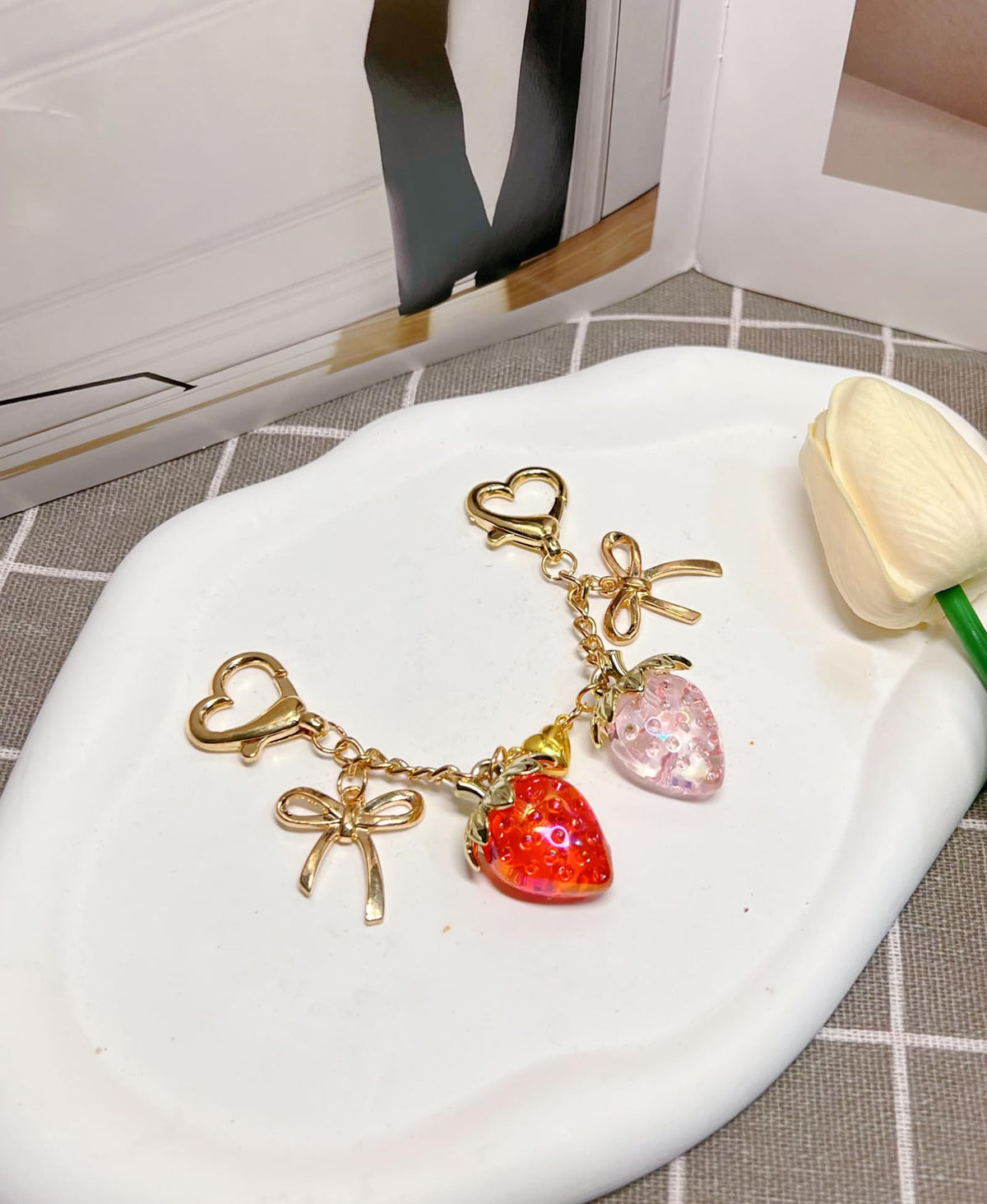 LAEKOU Strawberry Charm for Purse or Backpack