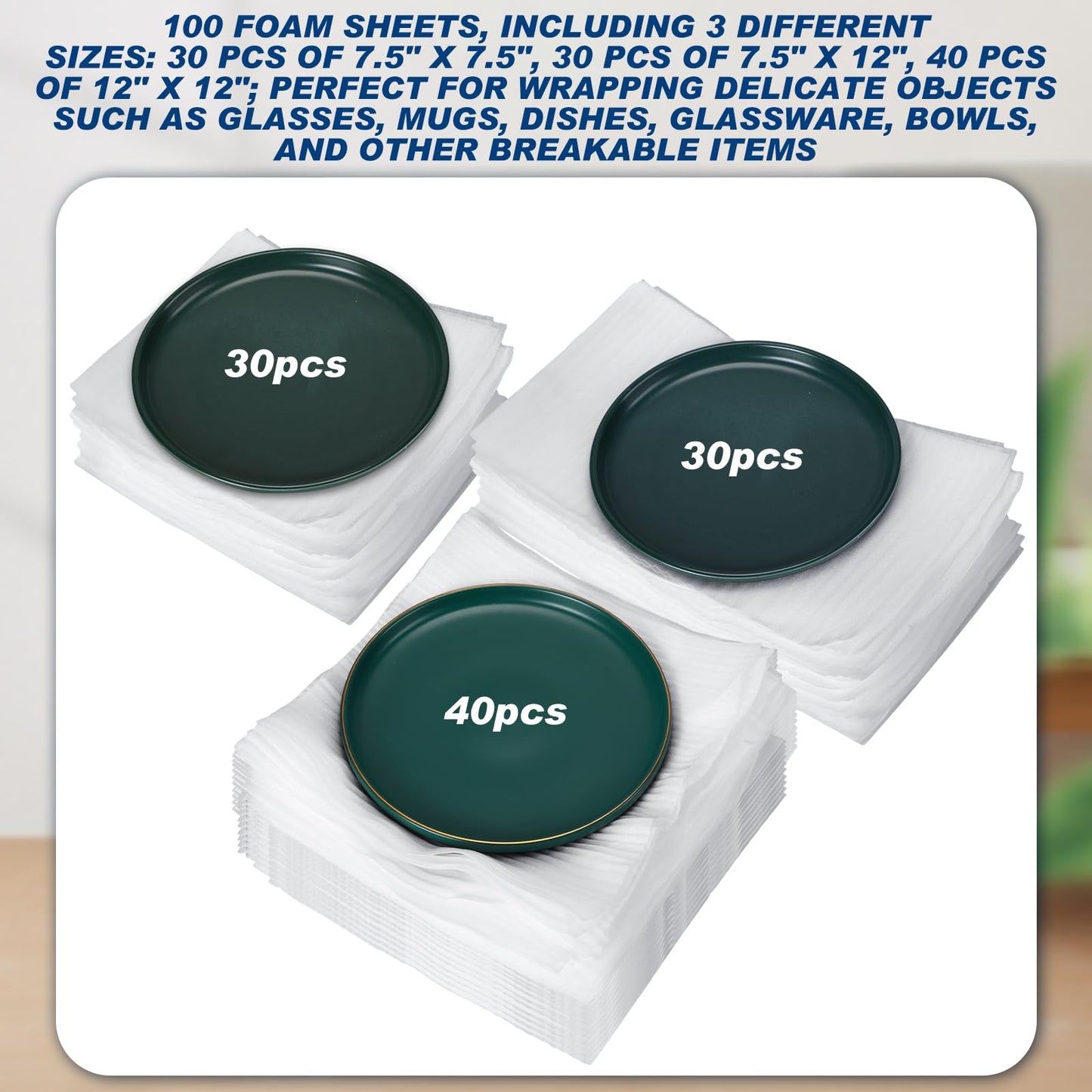 Berlune 200pcs Foam Sheets Packing Cushioning Supplies 7.5x7.5,7.5x12,12x12