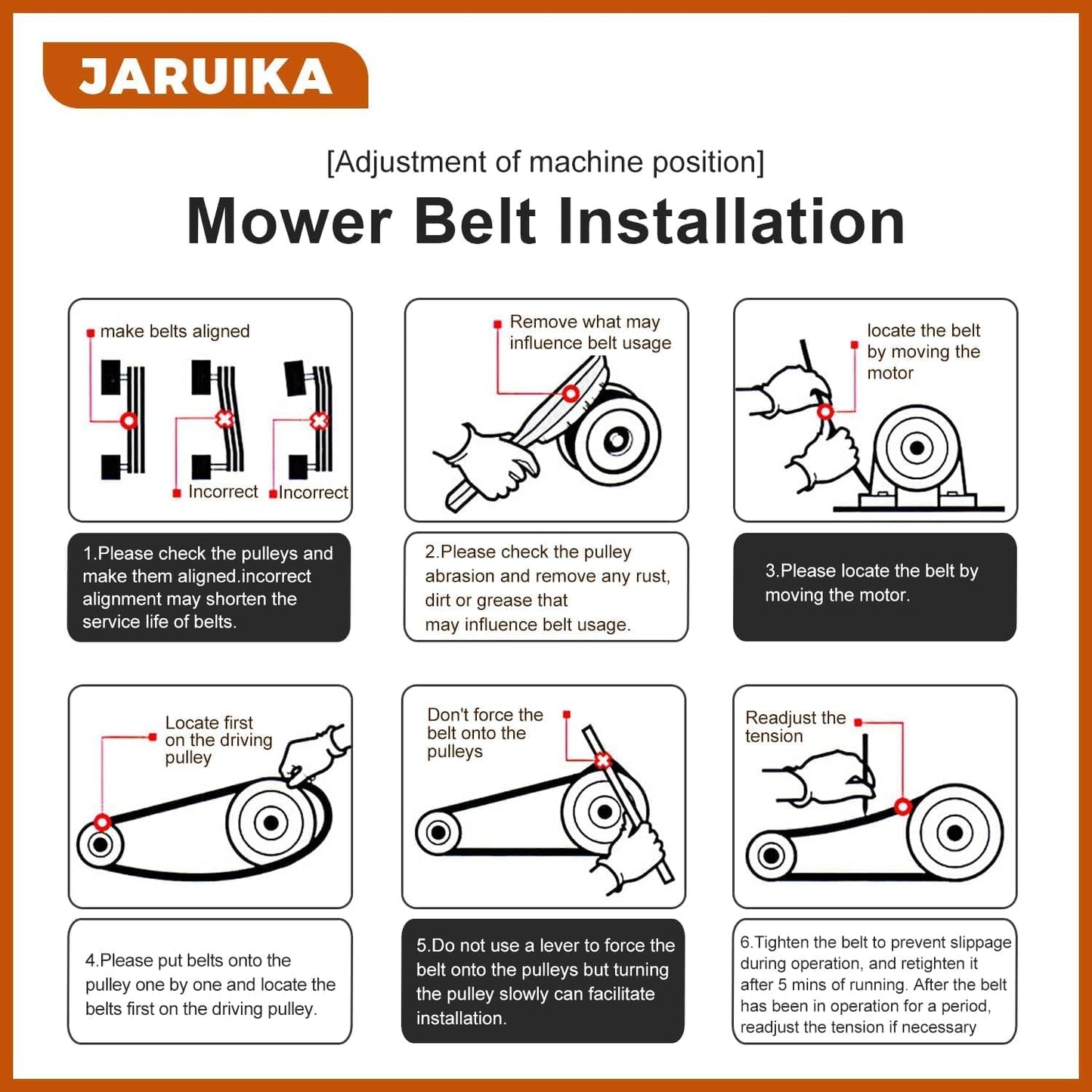 Jaruika Mower Deck Belt Craftsman LT1000 LT2000 LT3000 42 Inch Black 1/2x95