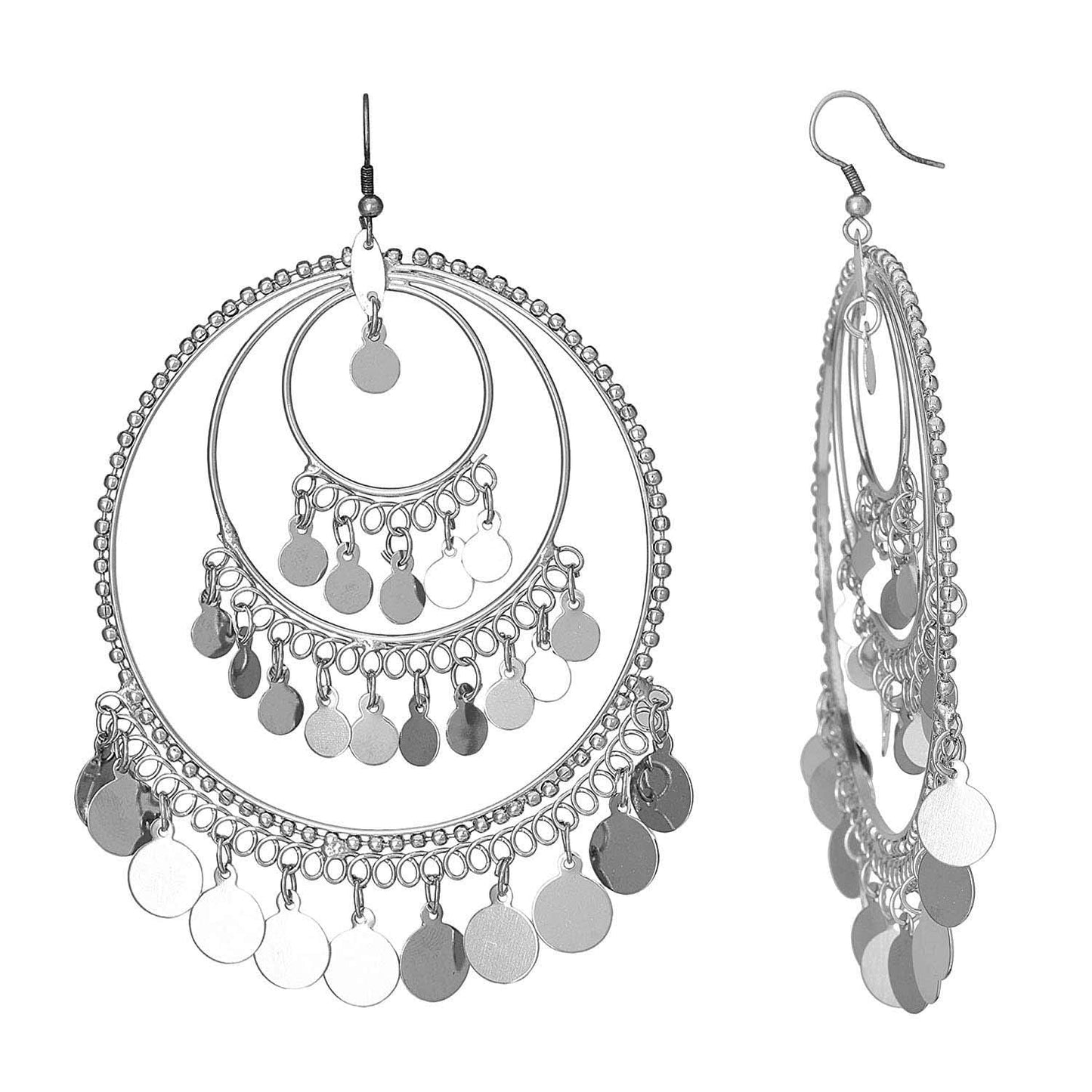 Silver-Plated Alloy Round Silver Earrings - The Pari