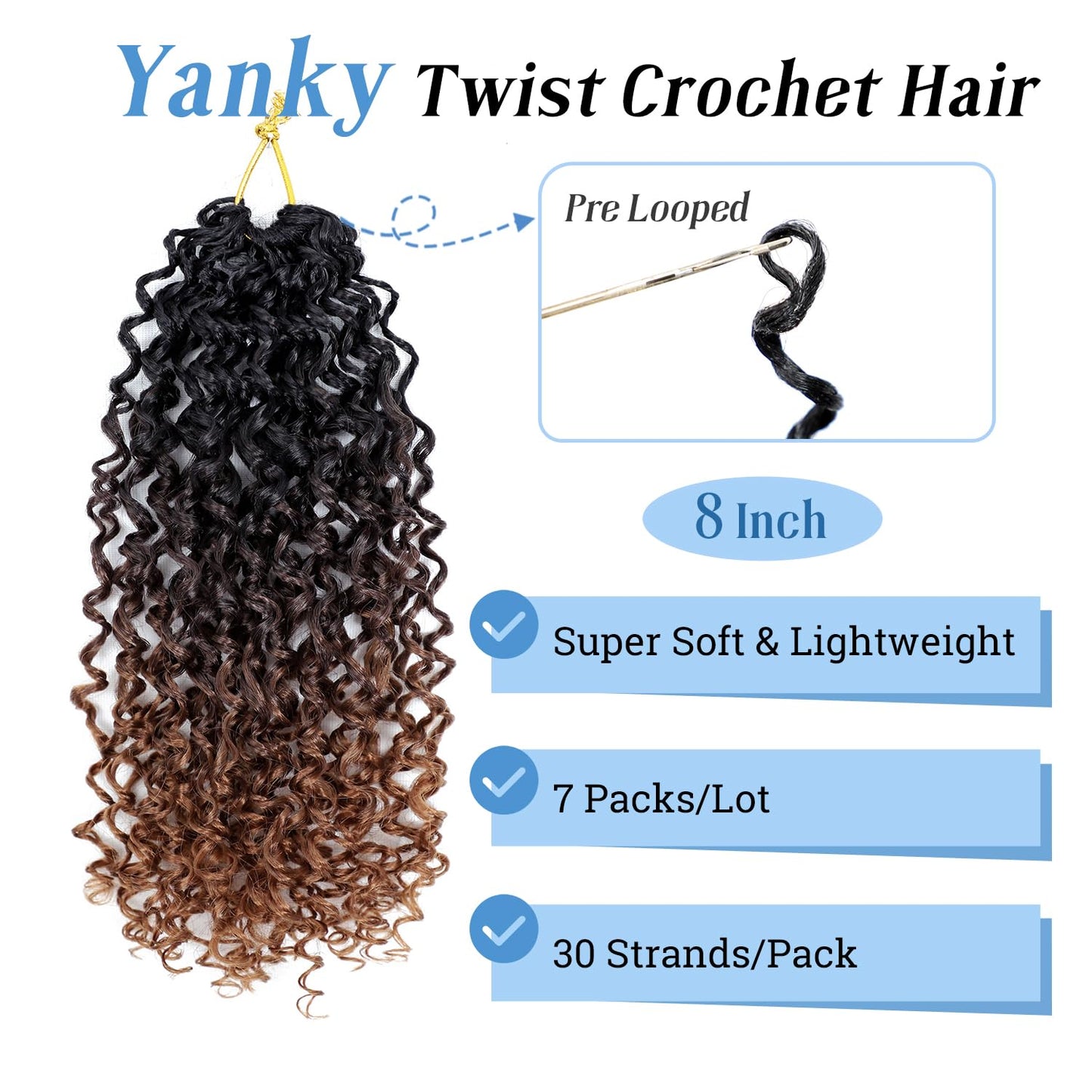Dorsanee Spring Yanky Twist Hair 8 Inch Synthetic Mini Twist 7 Packs T1B/4/30