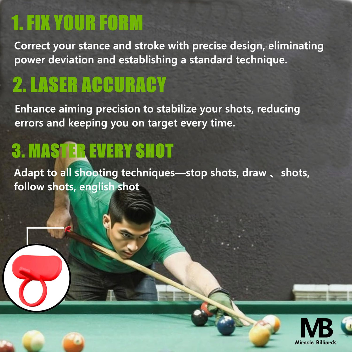 Miracle Billiards Silicone Billiard Magic Ring Cue Training Aid
