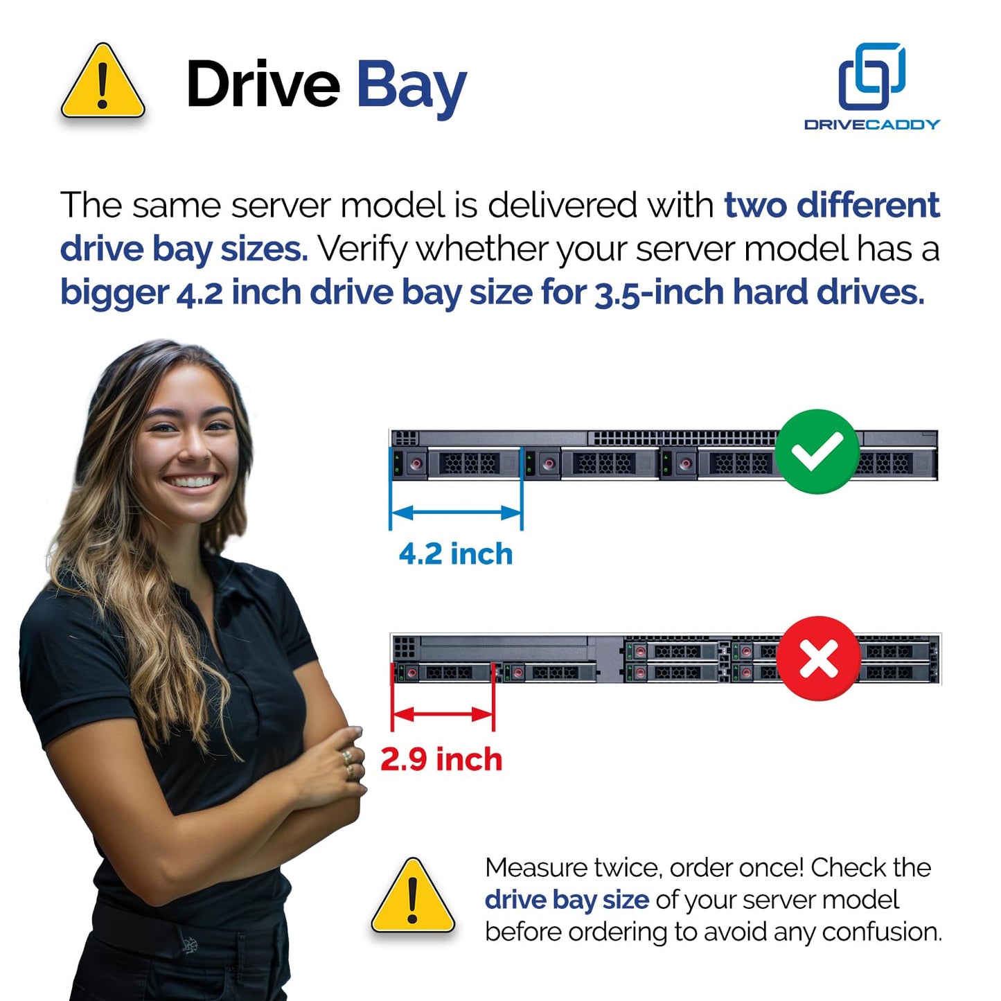 DRIVECADDY 3-Pack 3.5" Hard Drive Caddy 2.5" to 3.5" Adapter Dell Servers