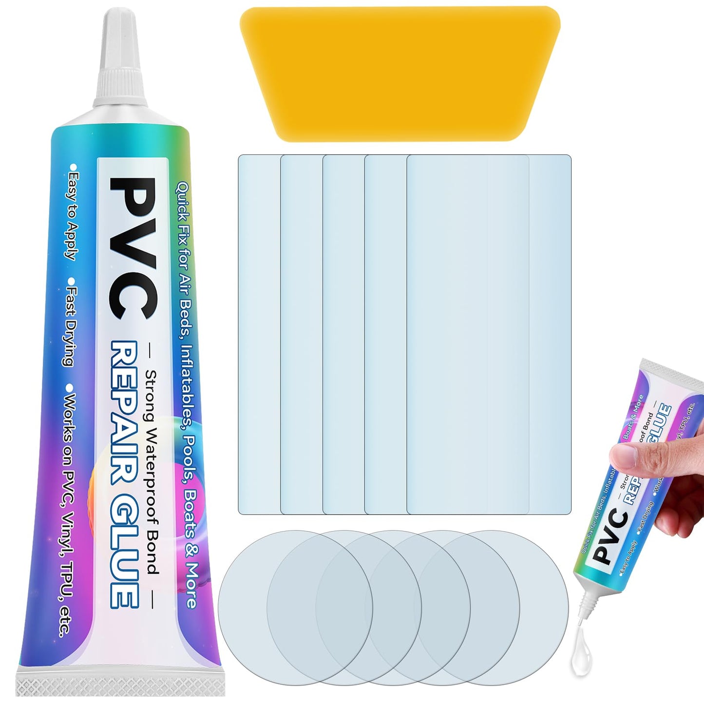 Balldanlu Air Mattress Patch Kit Waterproof Vinyl Repair Adhesive Inflatables