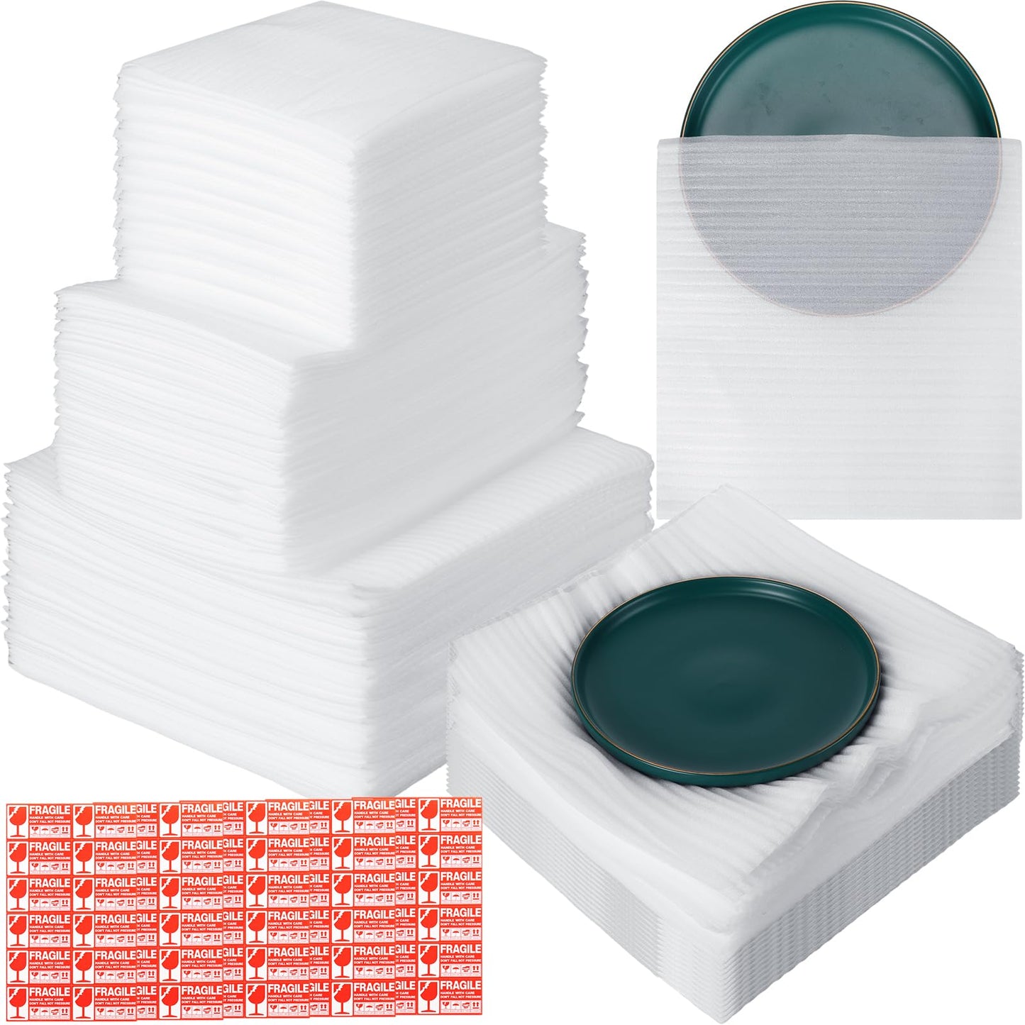 Berlune 200pcs Foam Sheets Packing Cushioning Supplies 7.5x7.5,7.5x12,12x12