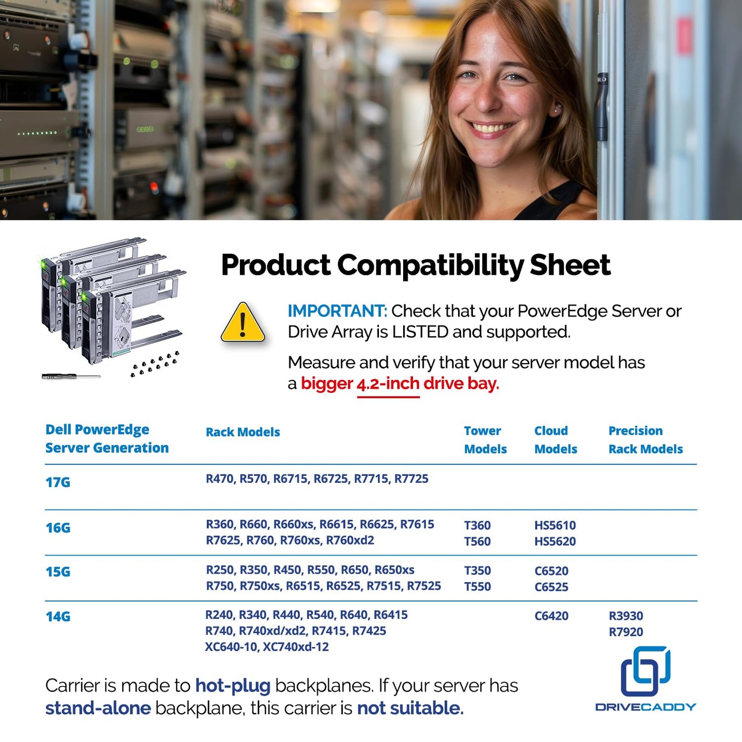 DRIVECADDY 3-Pack 3.5" Hard Drive Caddy 2.5" to 3.5" Adapter Dell Servers