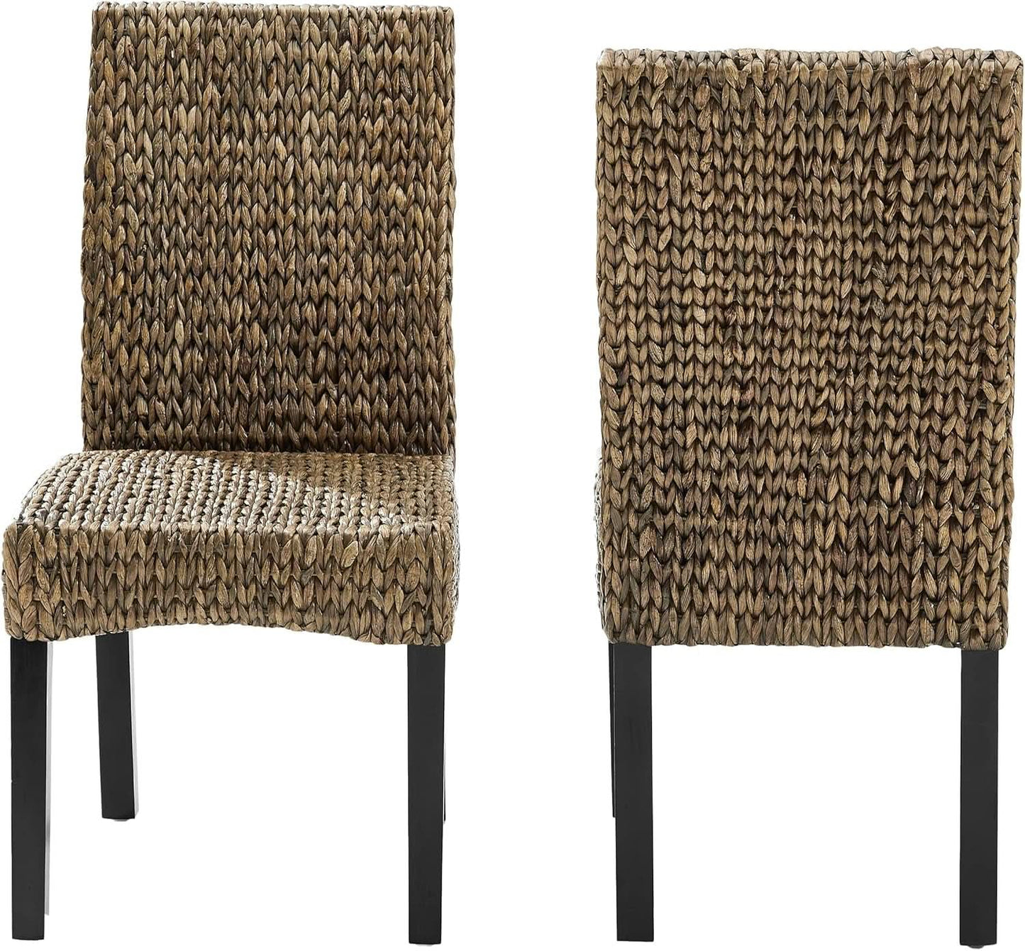 Edgewater Handwoven Rattan Dining Chairs Set Of 2 Seagrass
