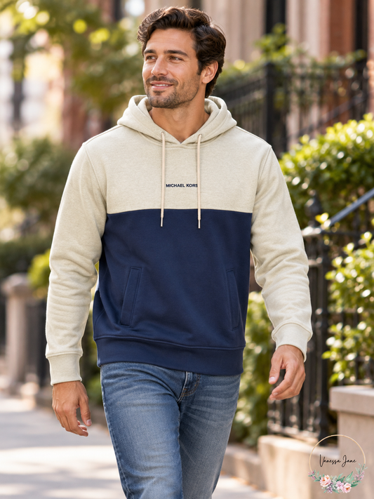 Michael Kors Blue and Tan Pullover Hoodie Men’s Lg