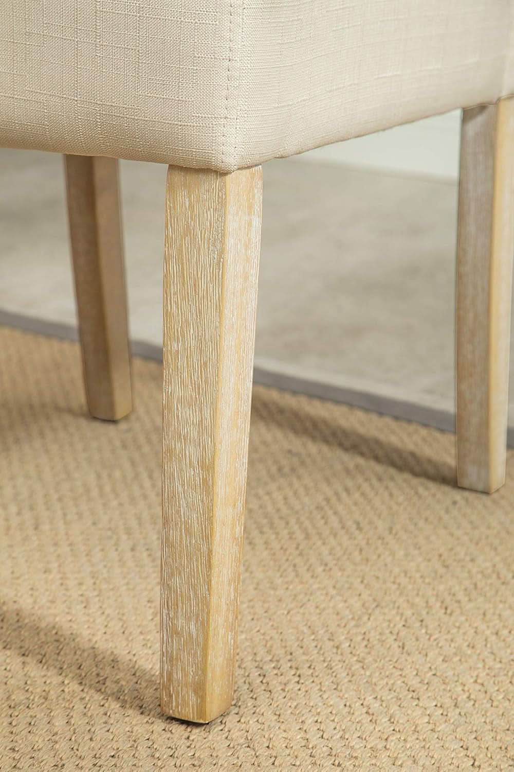 Tan Solid Wood Tufted Parsons Dining Chair Set Of 2