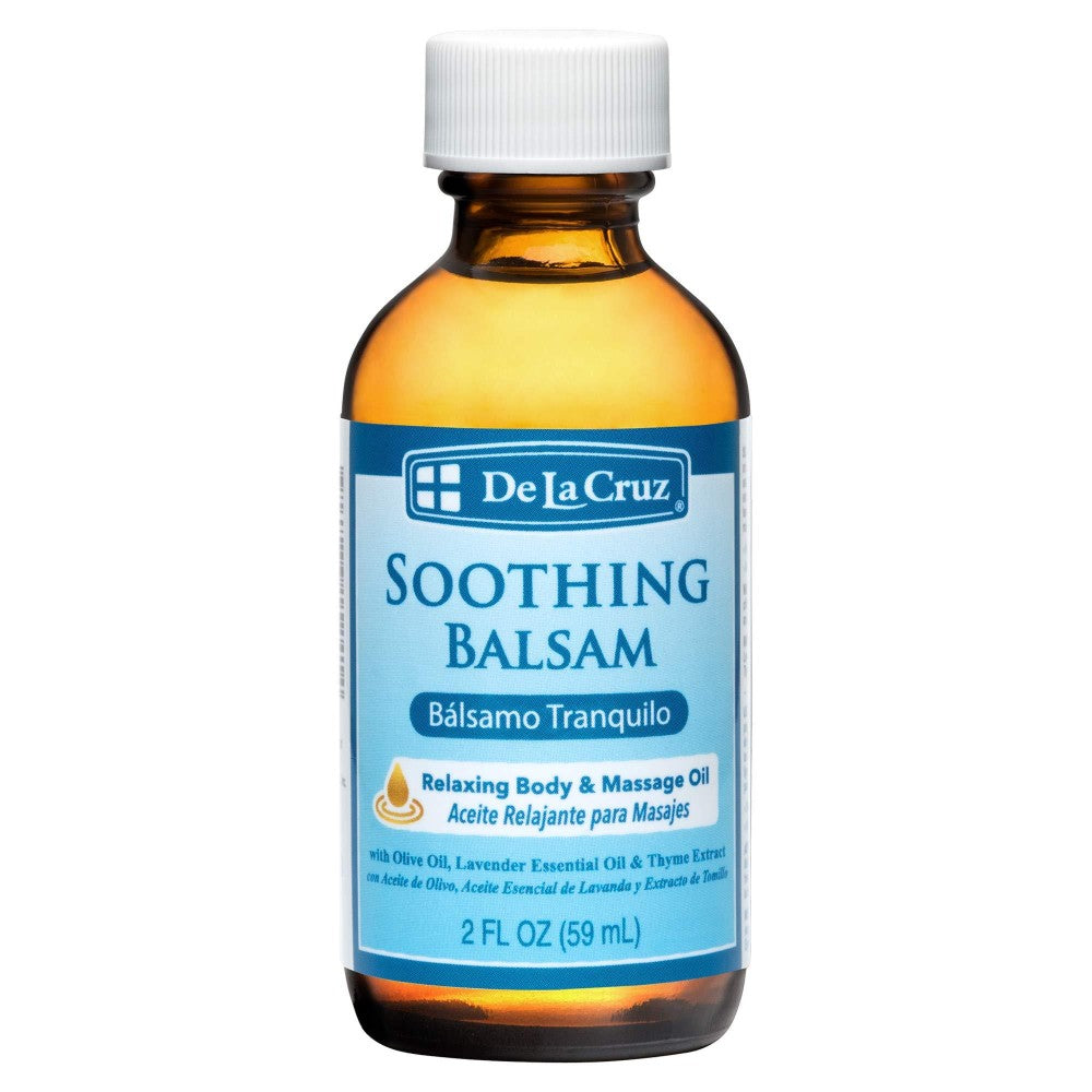 De La Cruz Soothing Balsam Massage Oil, No Preservatives Or Artificial Colors, Made In USA 2 FL. OZ