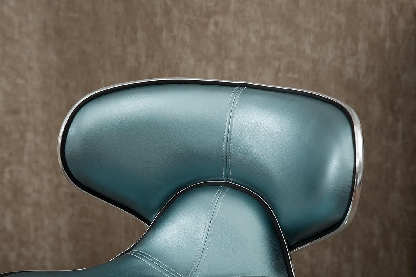 Blue Cushioned Leatherette Barstools Set Of 2 With Airlift Height And Swivel