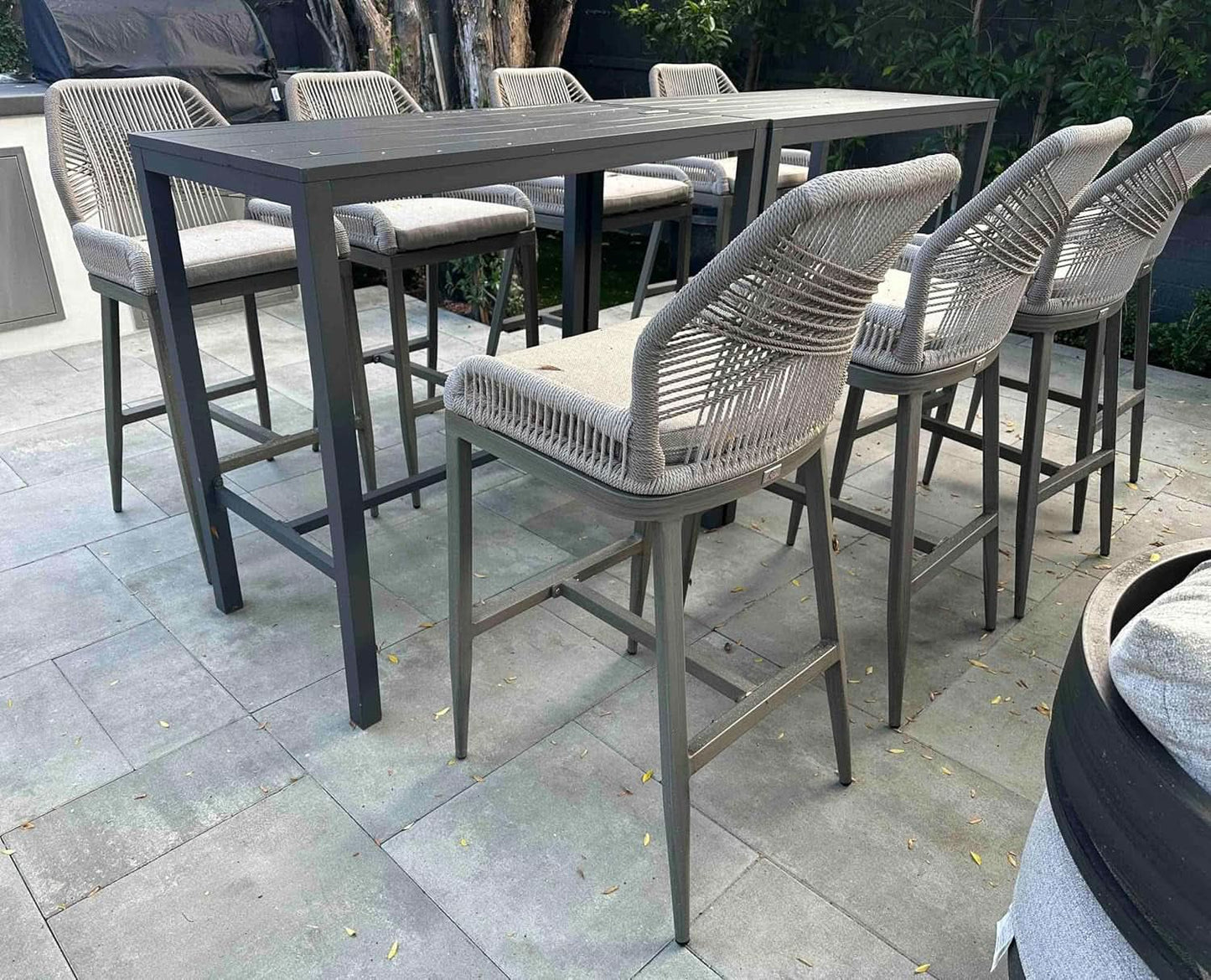 Counter Height Bar Stools Set Of 4 Woven Aluminum With Back And Arms