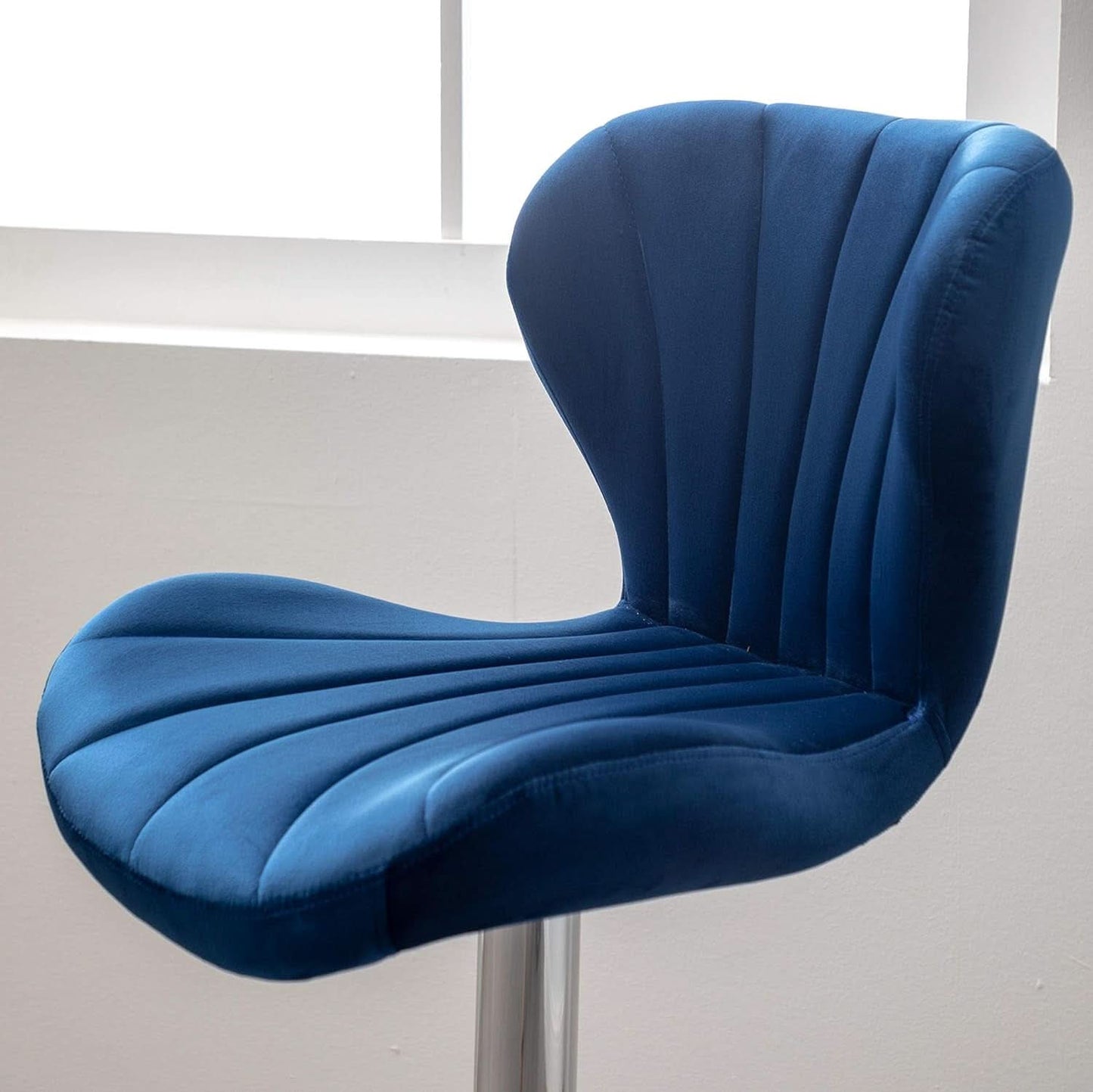 Blue Velvet Adjustable Swivel Bar Stools Set of 2 Modern