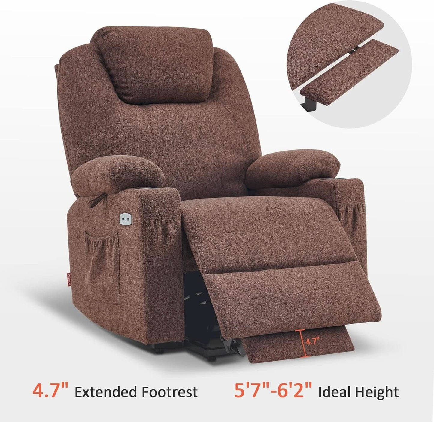 Large Power Lift Recliner Chair With Massage And USB Ports
