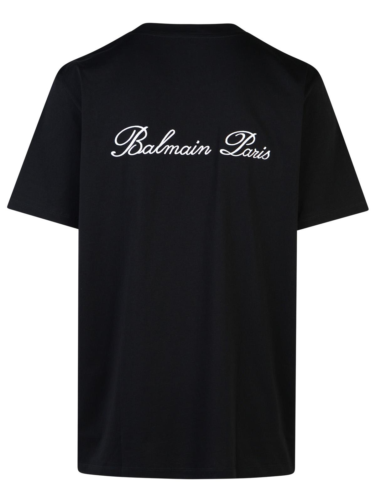 Balmain 'Signature' Black Cotton T-Shirt Men