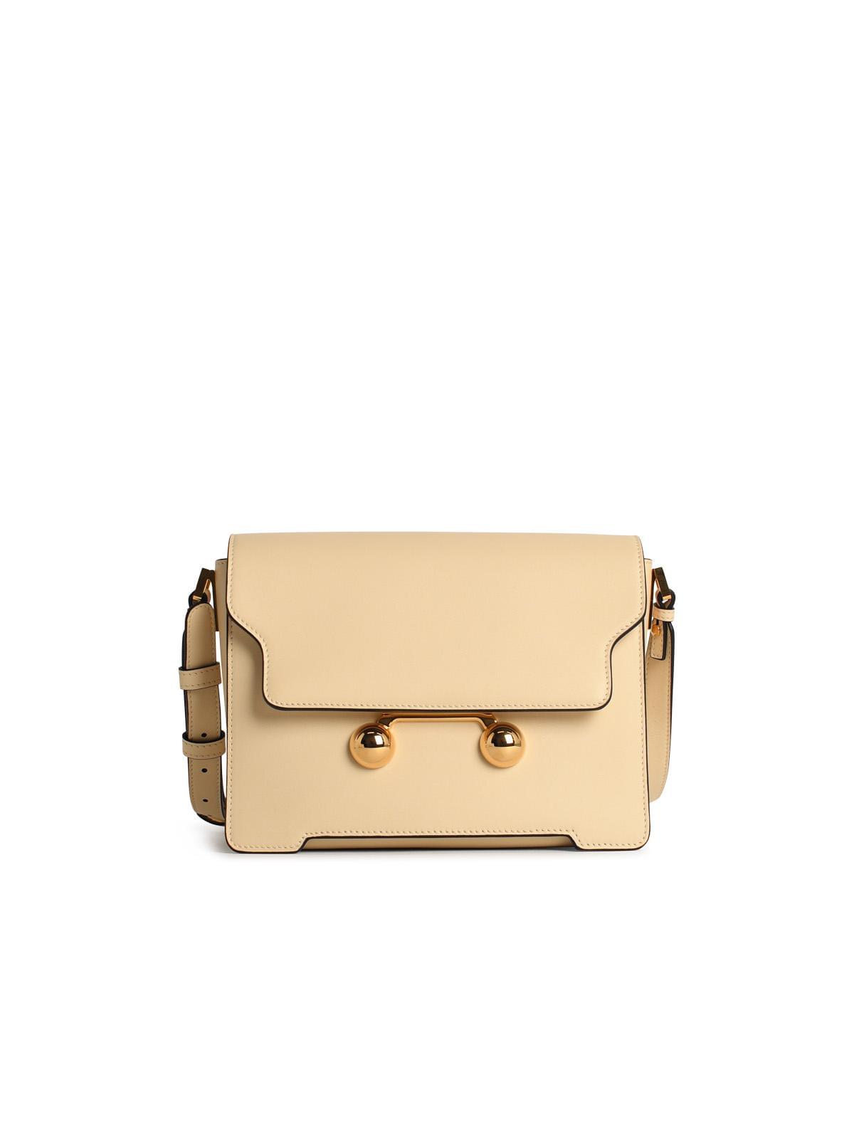 Marni 'New Trunk' Ivory Leather Crossbody Bag Women