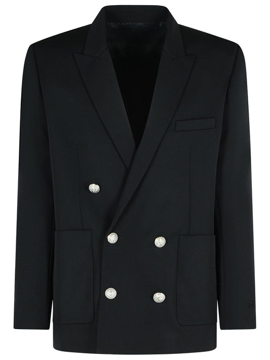 Balmain Black Virgin Wool Blazer Men