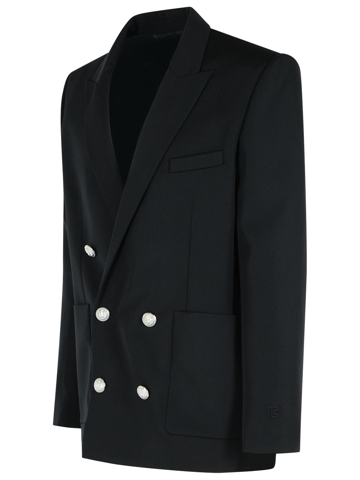 Balmain Black Virgin Wool Blazer Men