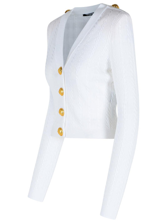 Balmain White Viscose Blend Cardigan Women