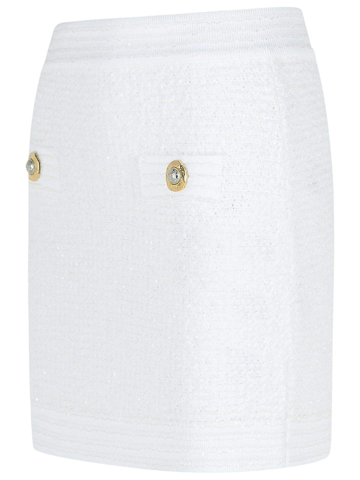 Balmain White Cotton Blend Miniskirt Women