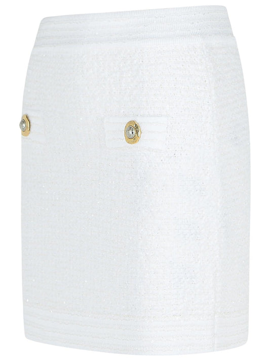 Balmain White Cotton Blend Miniskirt Women