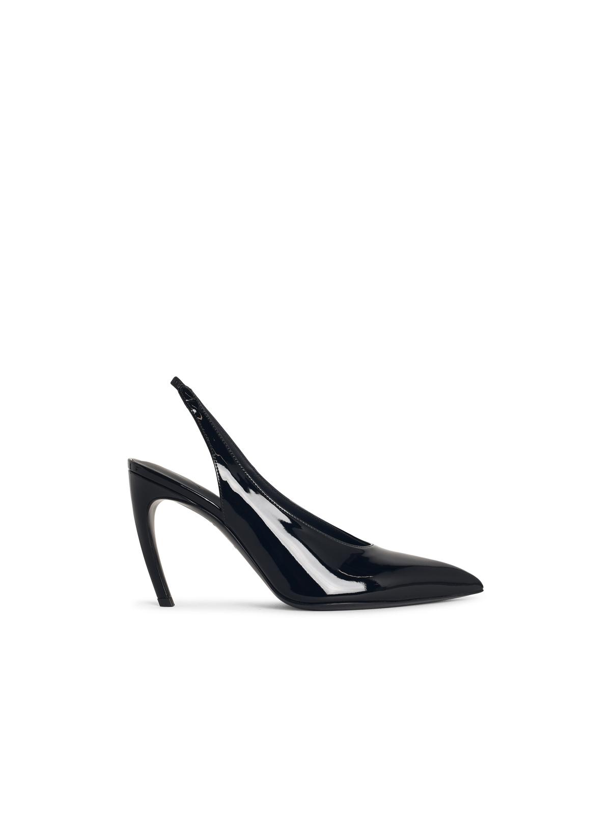 The Attico Slingback 'Viper' In Black Synthetic Paint Women