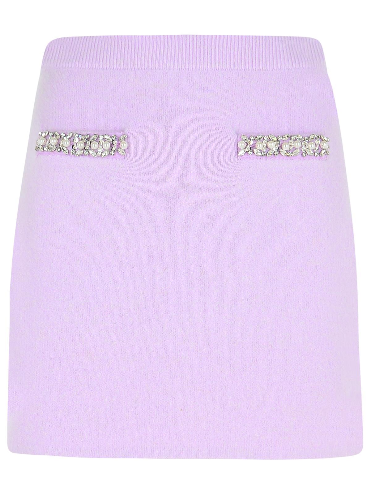 Self Portrait 'Crystal' Skirt In Lilac Viscose Blend Women