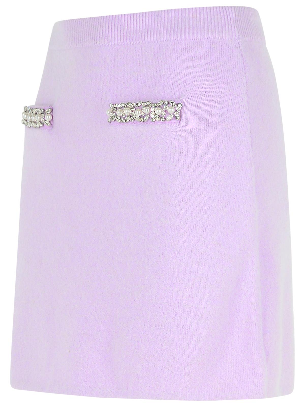 Self Portrait 'Crystal' Skirt In Lilac Viscose Blend Women